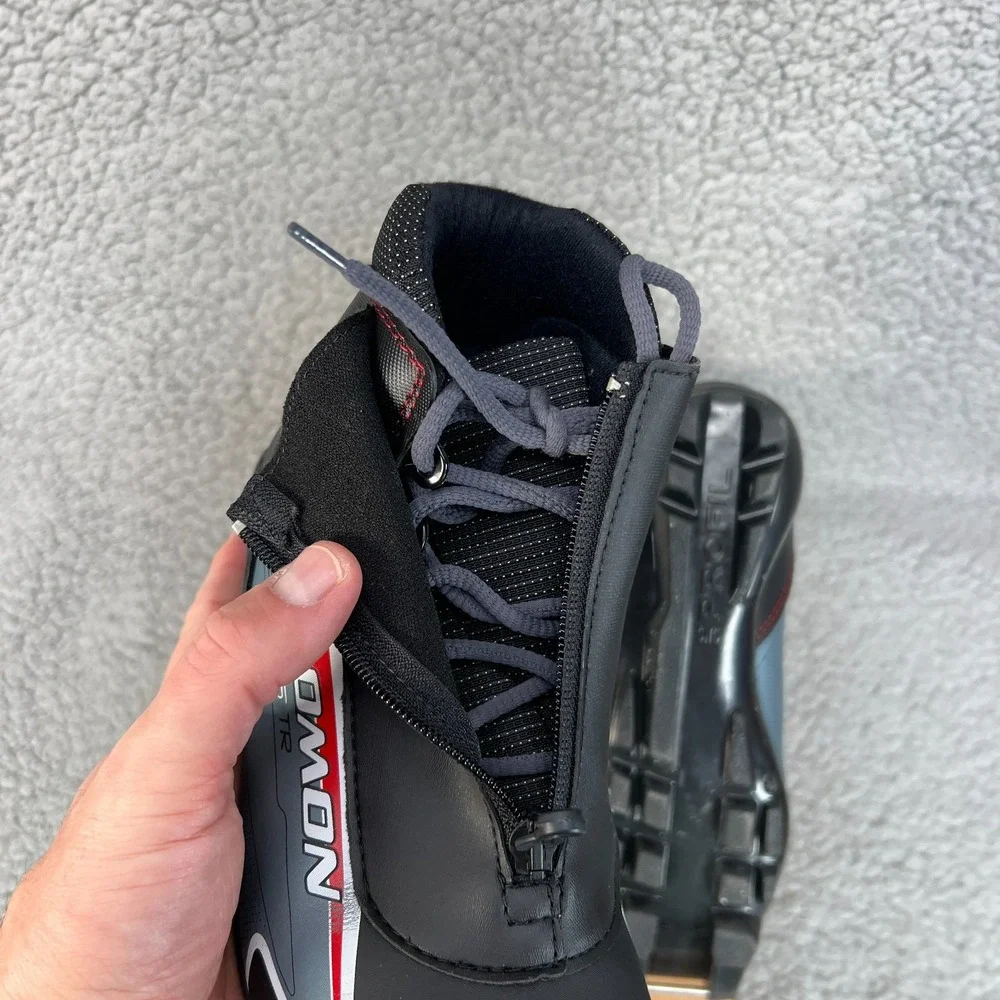 Salomon Escape 5 TR Black Red Cross Country Lace Zipper Ski Boots Men 4.5 22.5